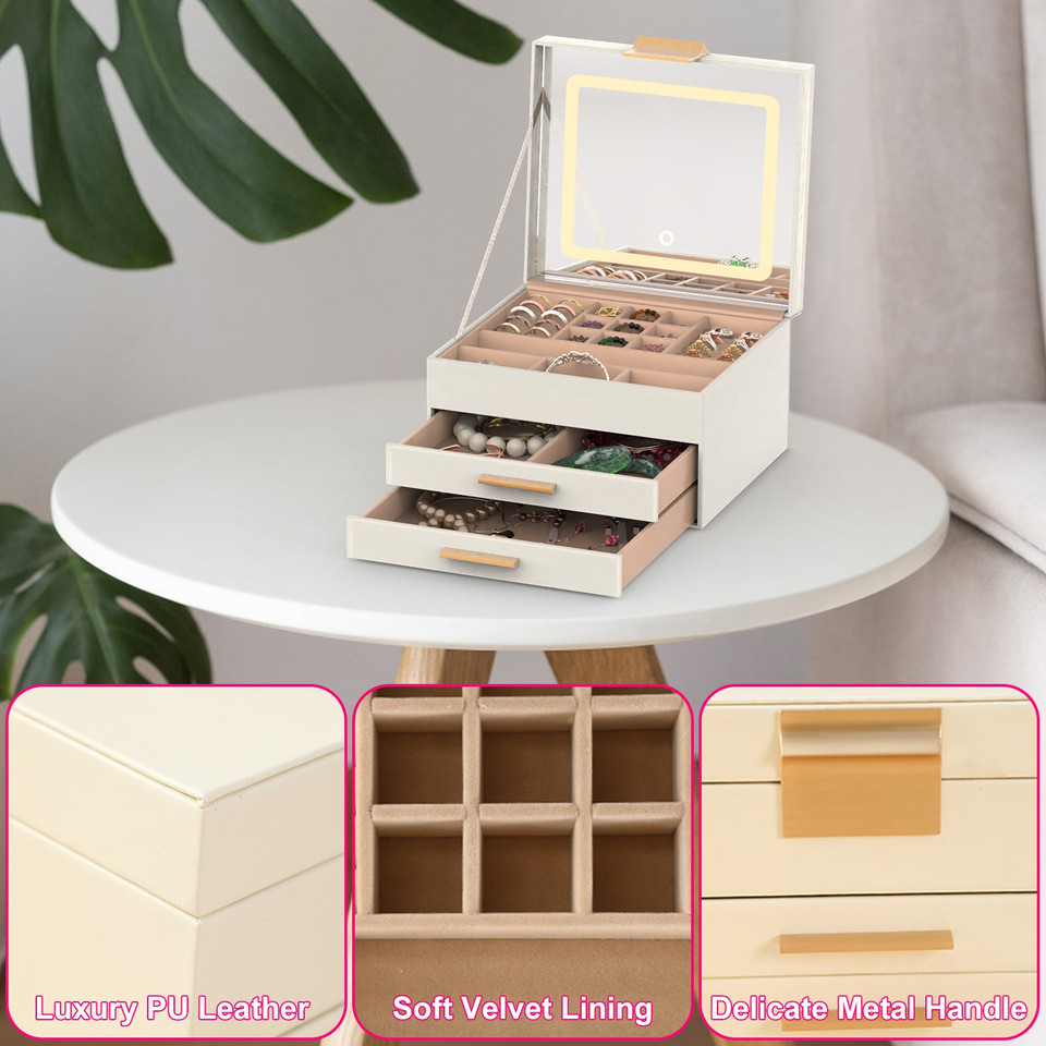 Laromni Jewelry Box with LED Mirror product image