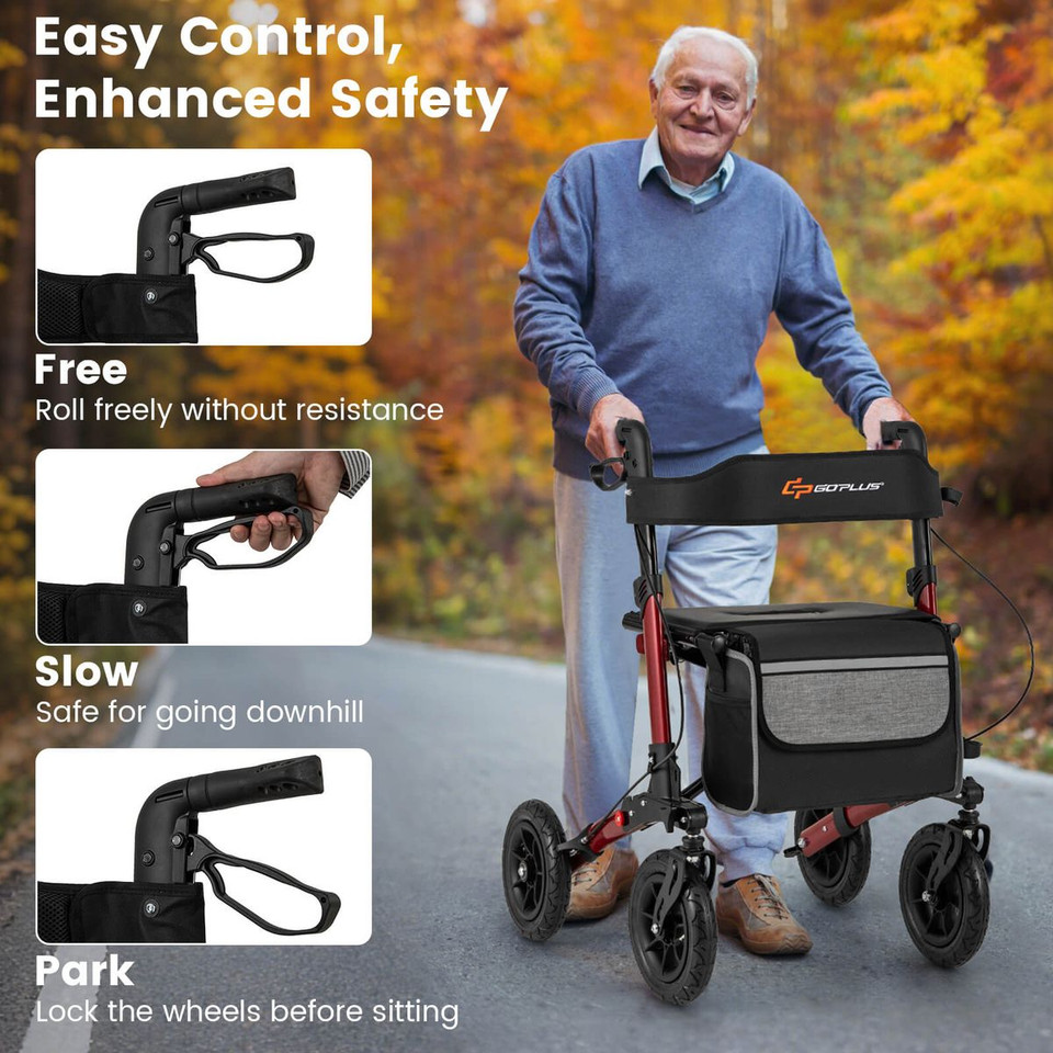 Folding Walker with 9" Pneumatic Tires and Adjustable Handle Height product image