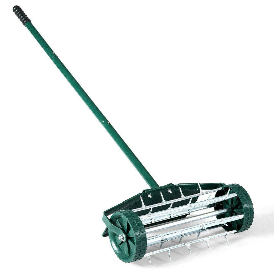 18-inch Lawn Aerator with Long Steel Handle and Spiked Roller product image