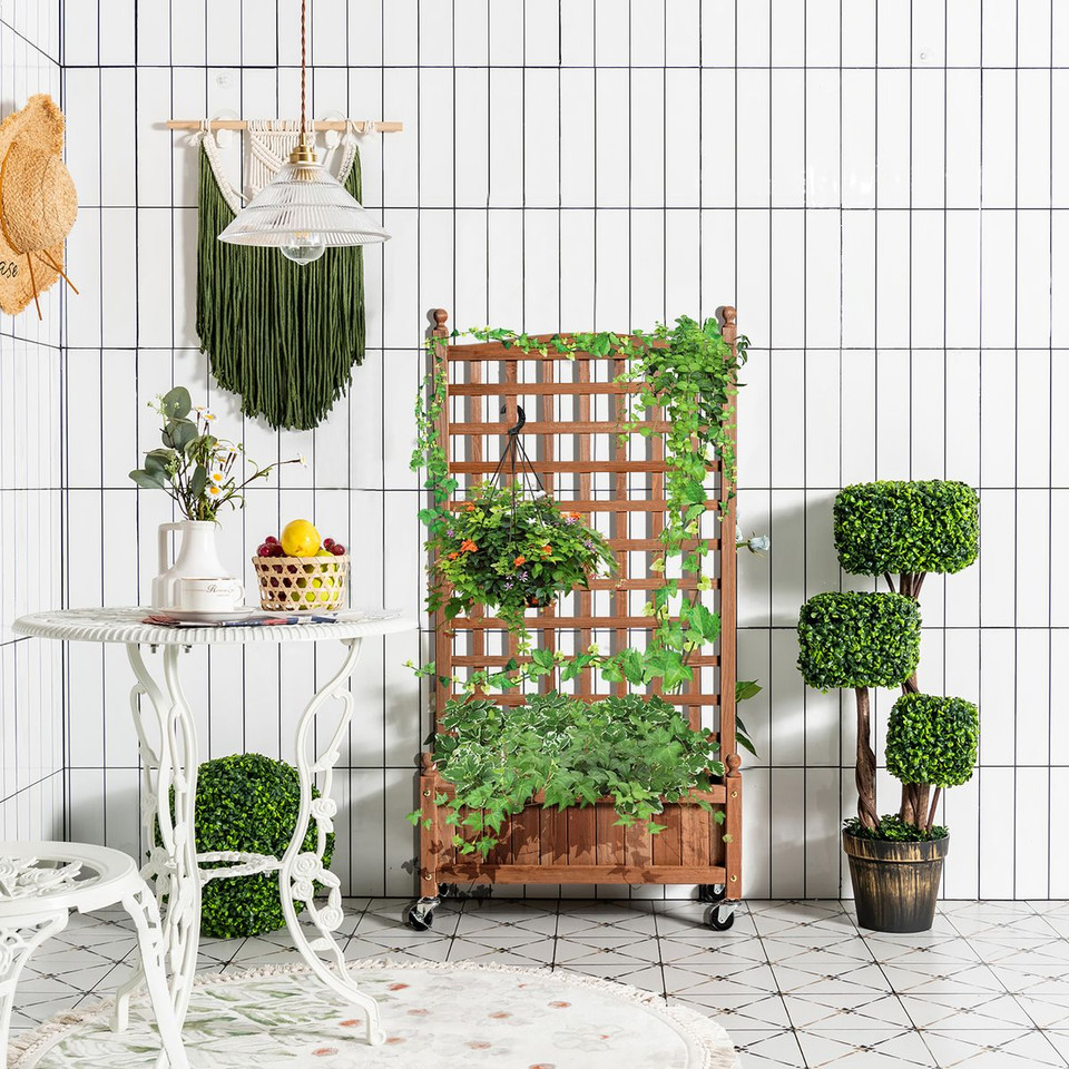50" Wood Planter Box  with Trellis  product image