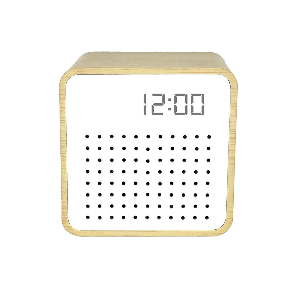 Retro Mini Wooden Bluetooth Speaker with Alarm Clock and Sound Activation product image