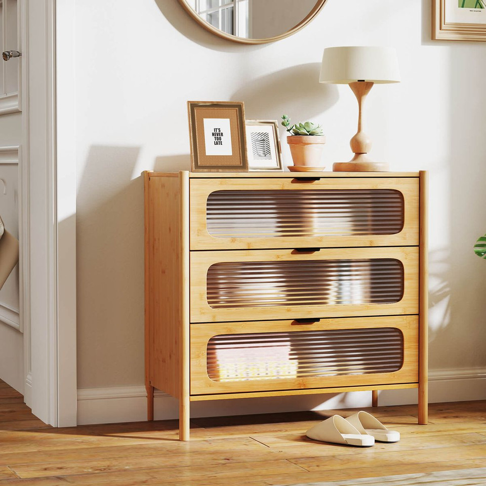 Mid-Century 3-Drawer Dresser with Solid Bamboo Frame product image