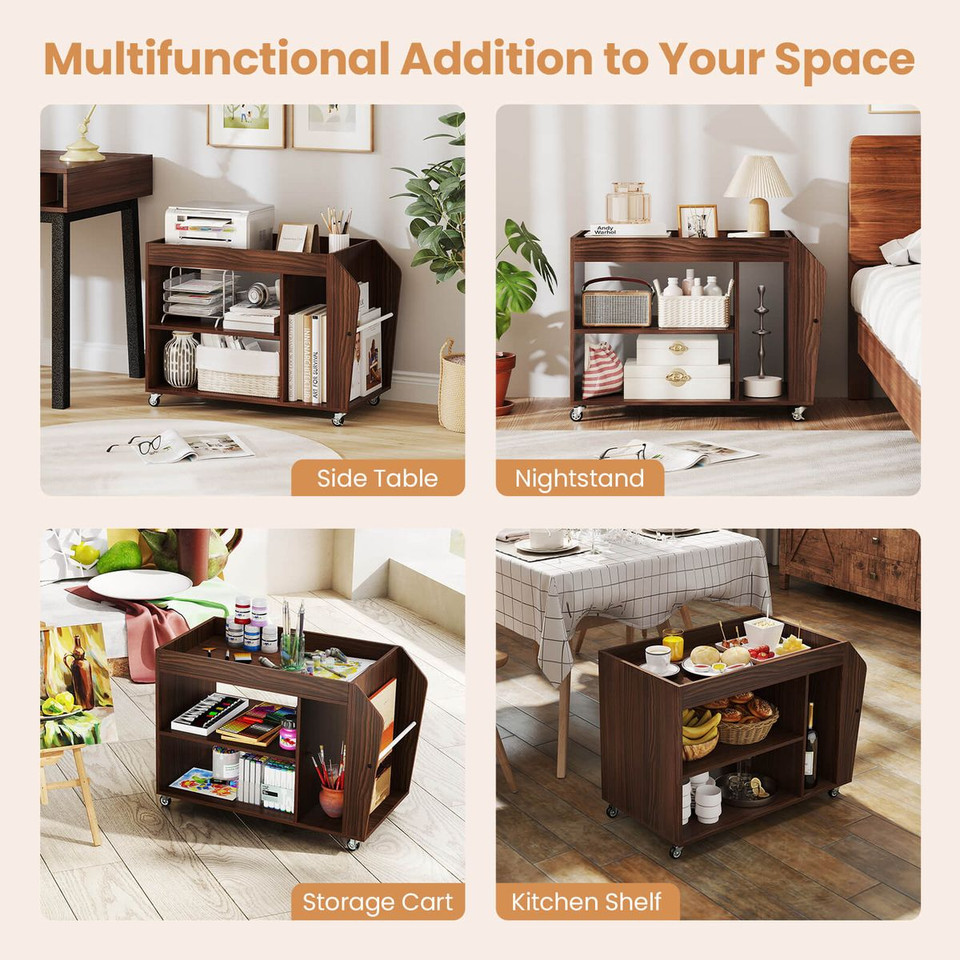 3-Tier Rolling Side End Table product image