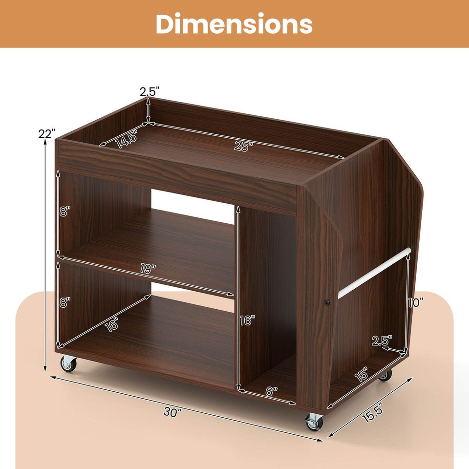 3-Tier Rolling Side End Table product image
