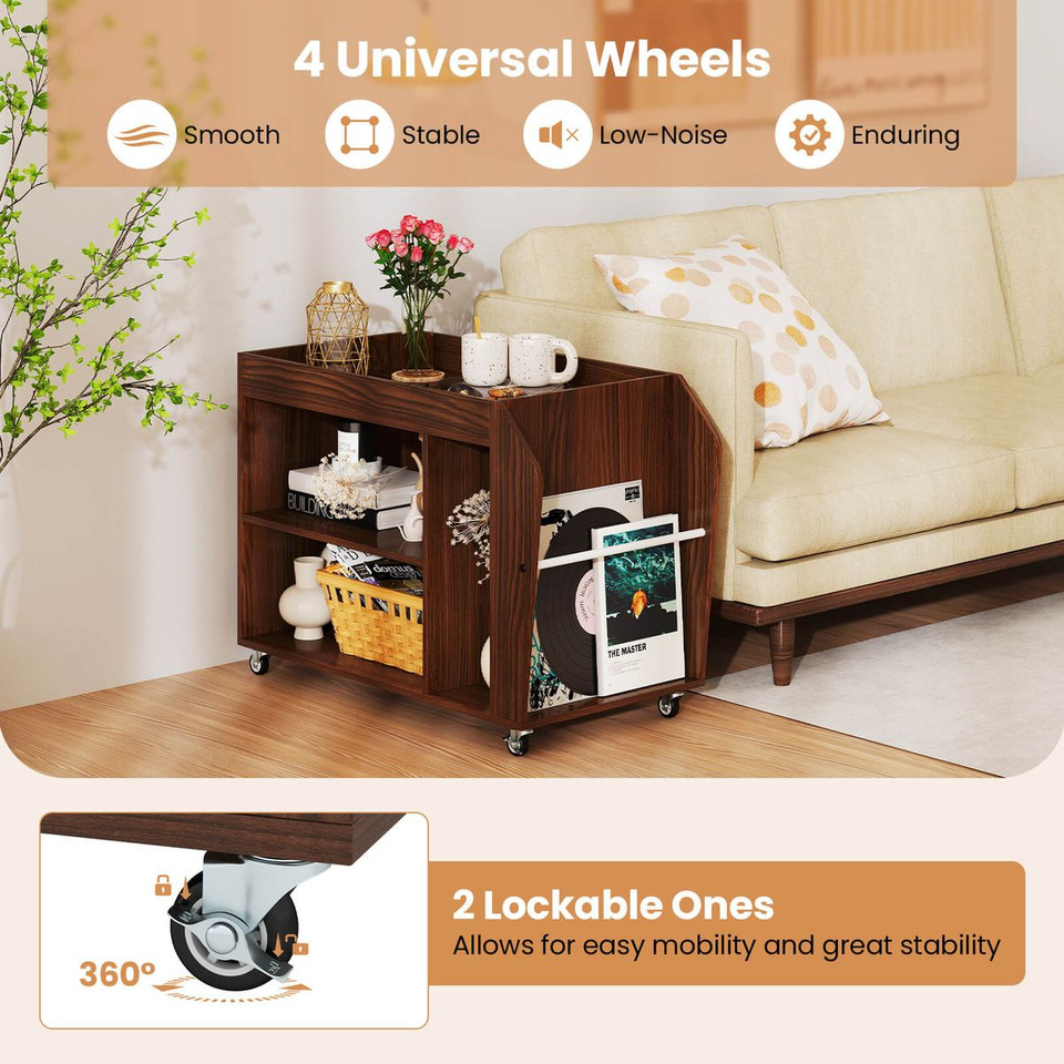 3-Tier Rolling Side End Table product image