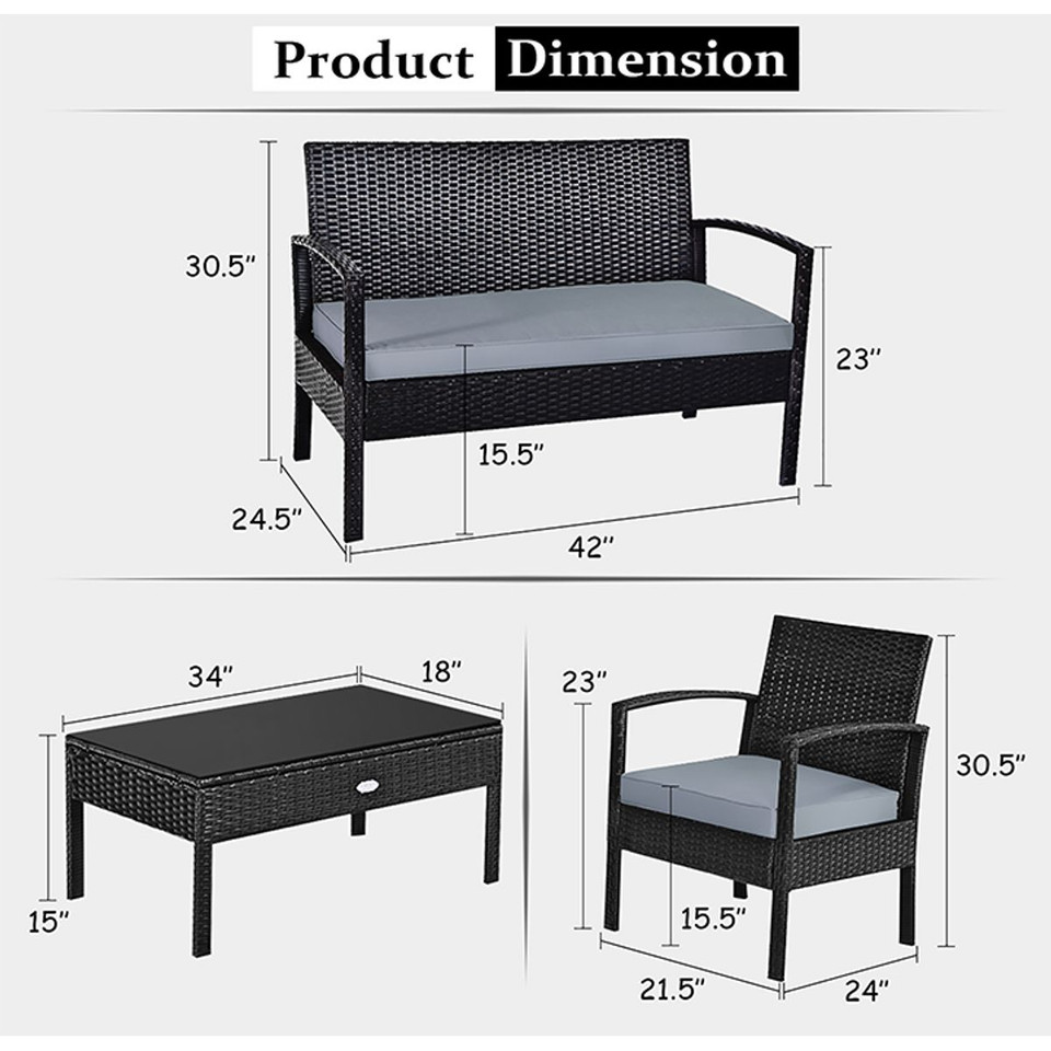 Rattan Cushioned Patio Furniture Set product image