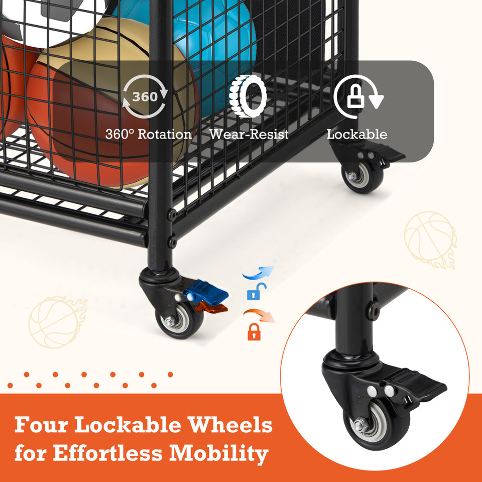 Rolling Basketball Bin with Wheels product image