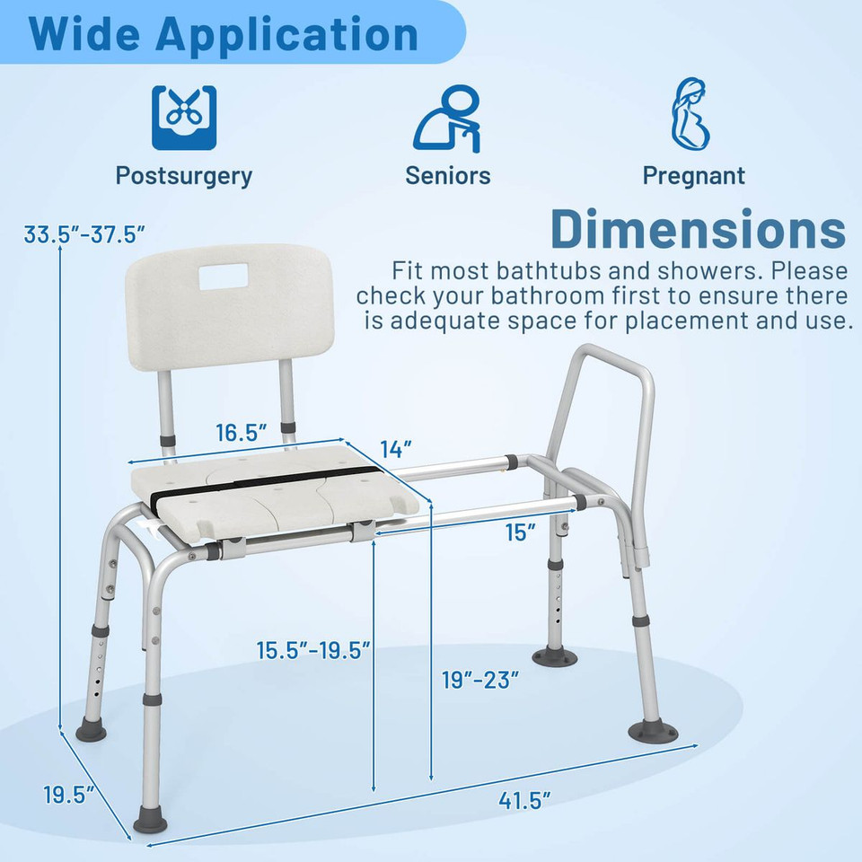 Sliding Tub Transfer Bench with Extra-Wide Seat product image