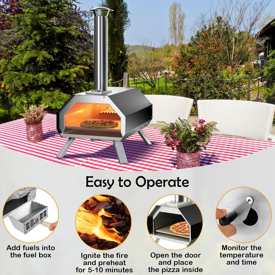 12" Outdoor Pizza Oven with Folding Legs and Removable Chimney product image