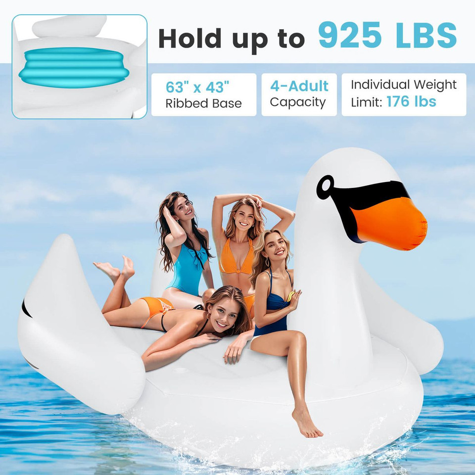 Inflatable Swan Pool Float with Cup Holder and Electric Pump product image