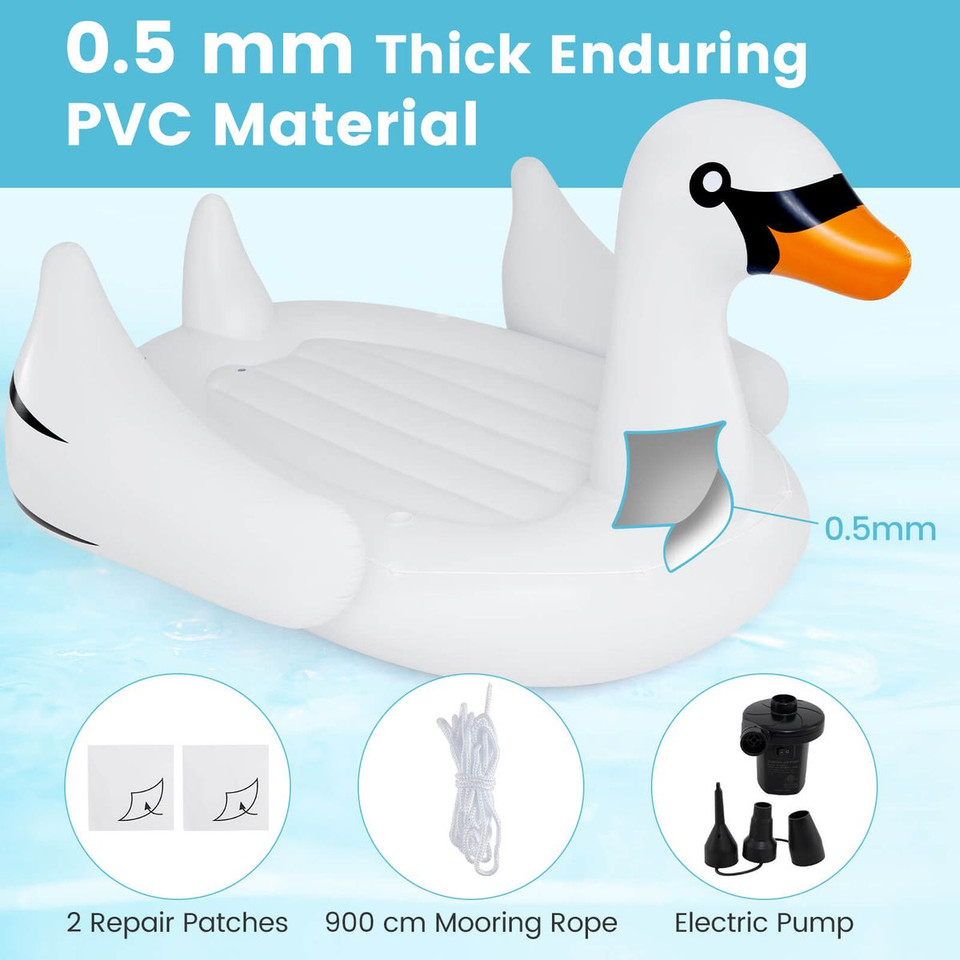 Inflatable Swan Pool Float with Cup Holder and Electric Pump product image