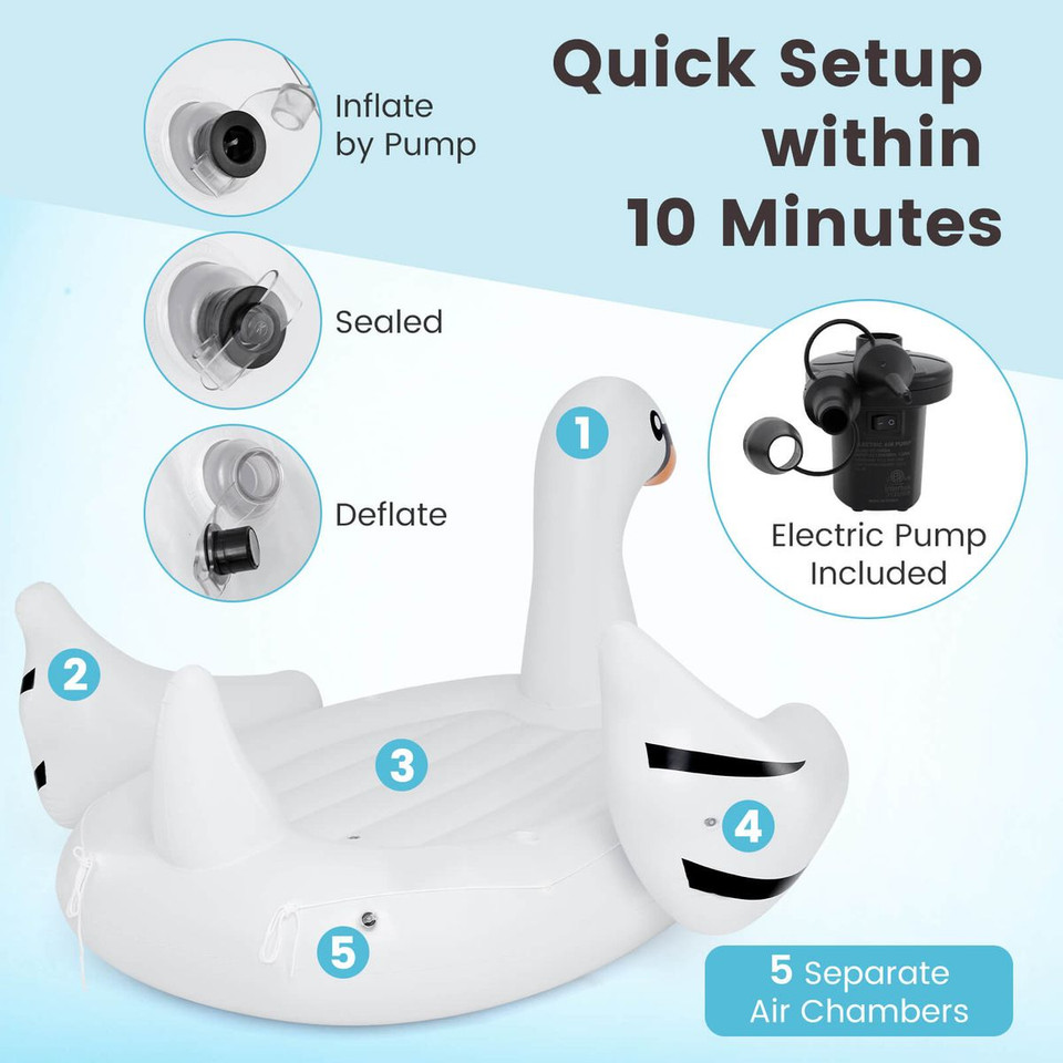 Inflatable Swan Pool Float with Cup Holder and Electric Pump product image