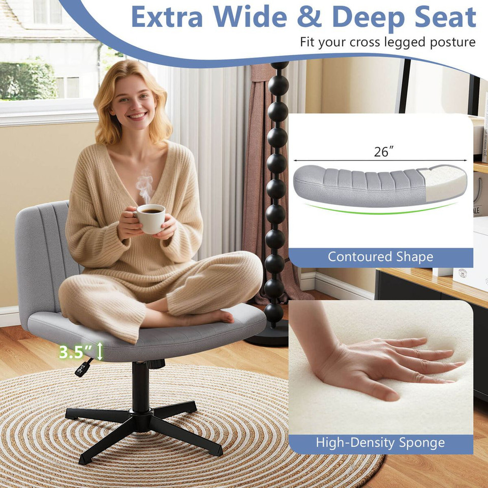 Cross Leg Desk Chair with Soft Cushion and Adjustable Height product image