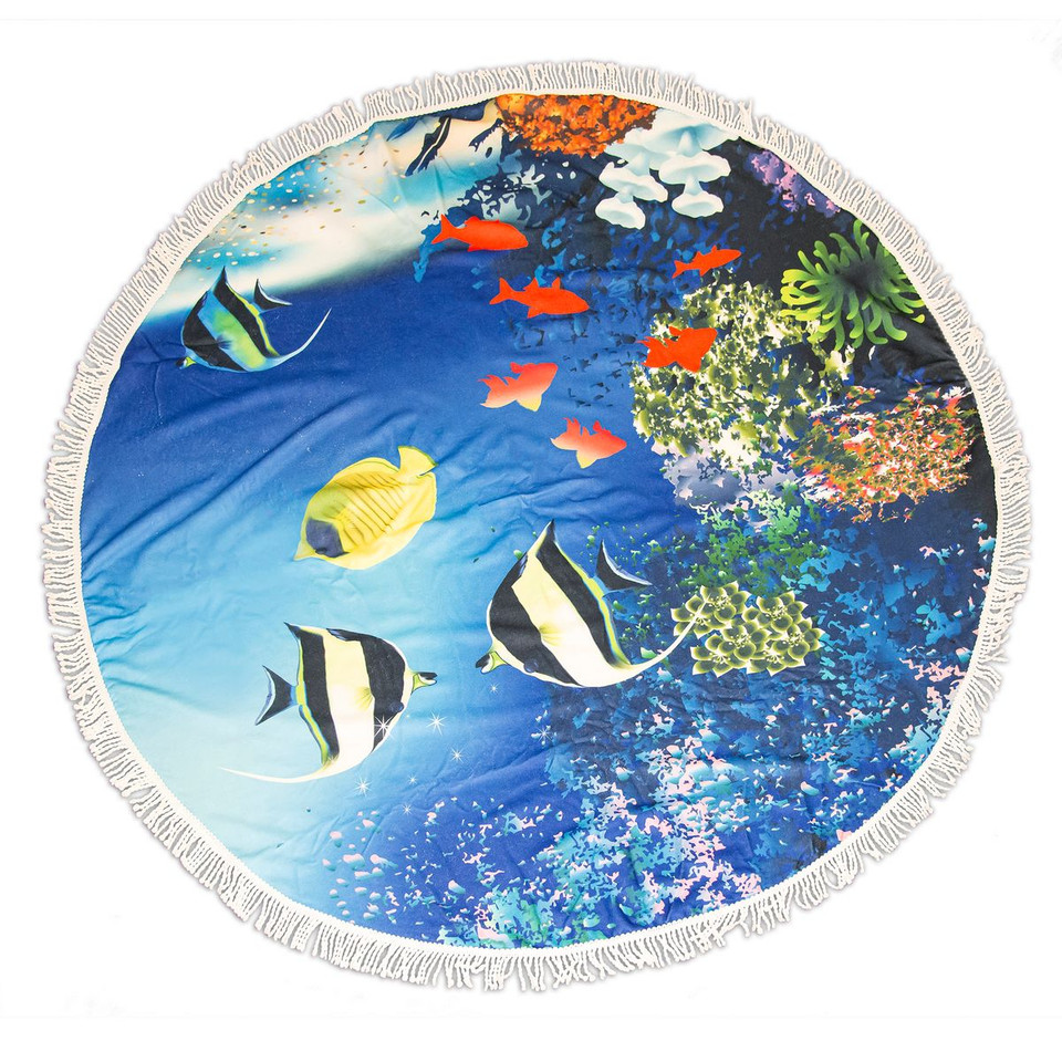 Round 61" Diameter Fringed Beach Towels product image