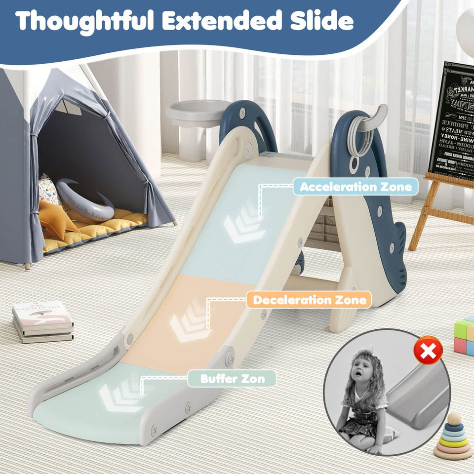  4-in-1 Toddler Slide Playground with Basketball and Rings product image