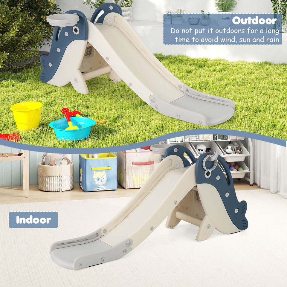  4-in-1 Toddler Slide Playground with Basketball and Rings product image