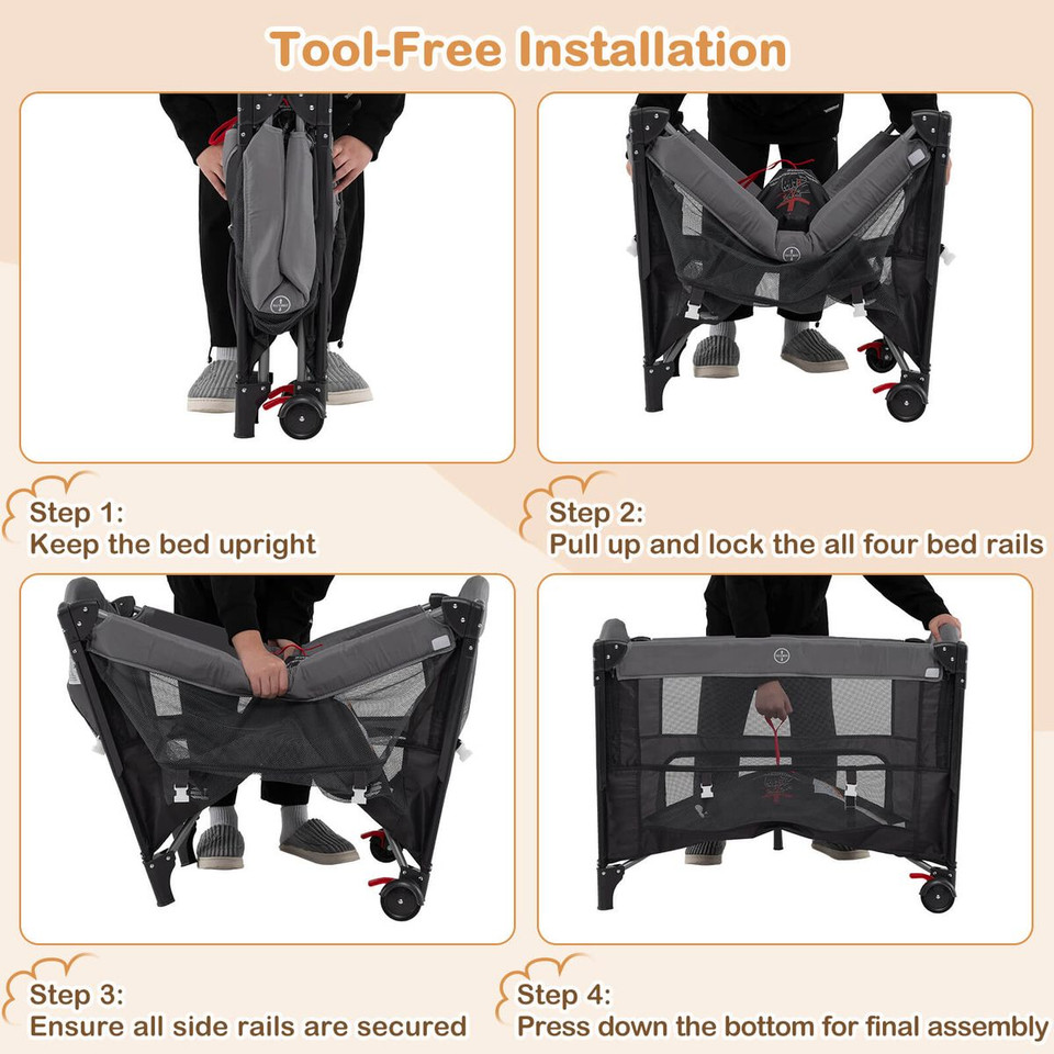 Portable Crib with 4-Side Visible Mesh and Changing Table product image