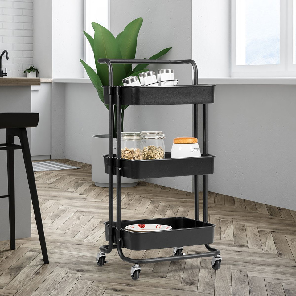3-Tier Utility Cart Storage Rolling Cart with Casters product image