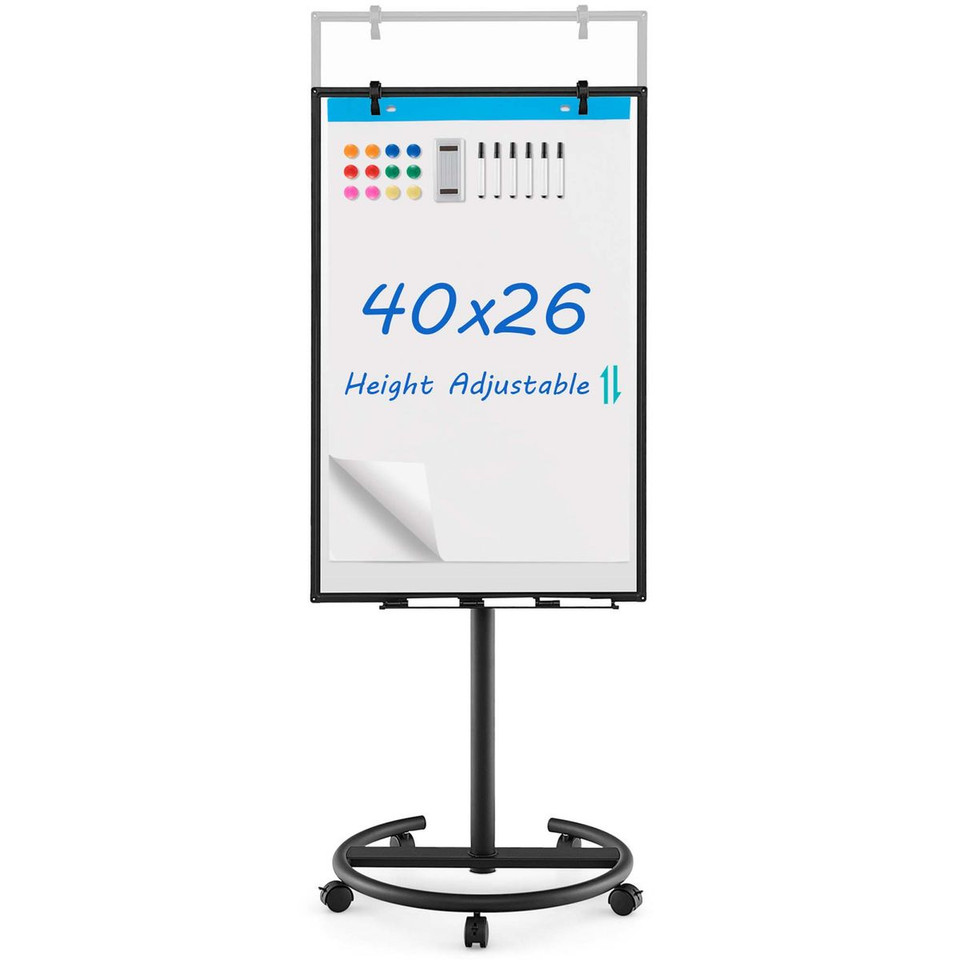 Height-Adjustable Mobile Whiteboard with Round Stand product image