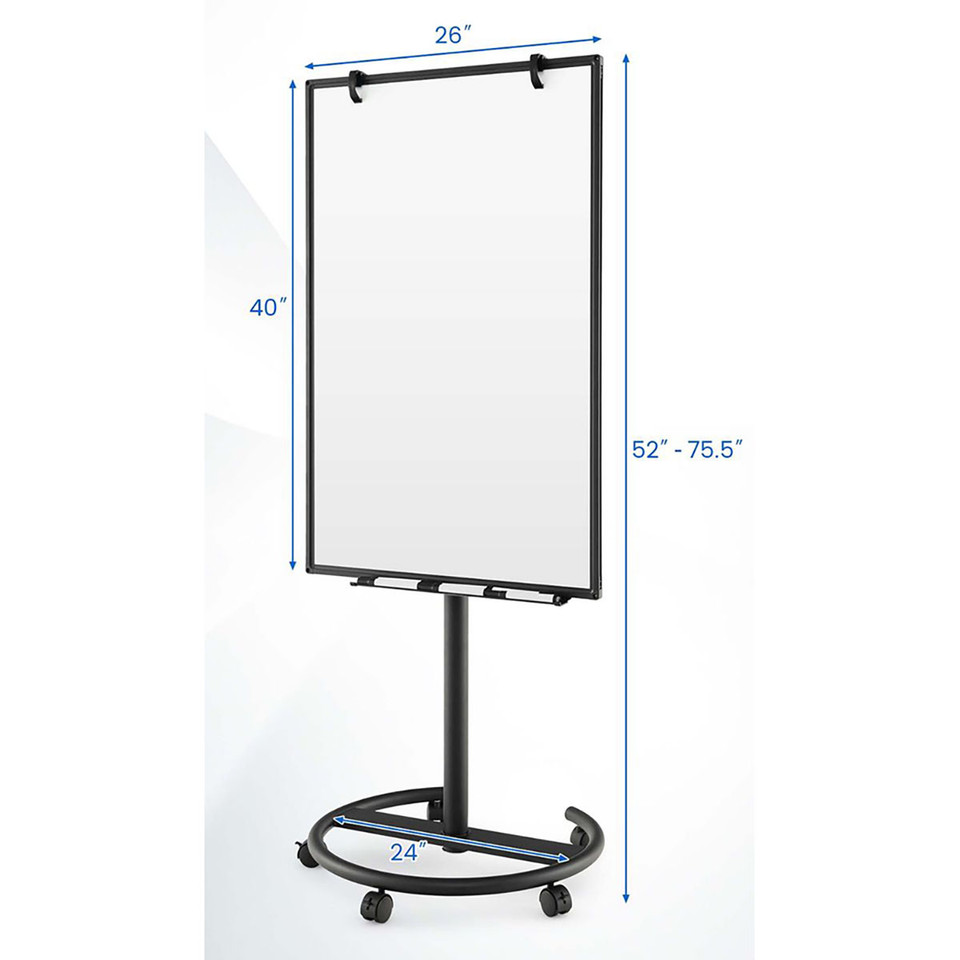 Height-Adjustable Mobile Whiteboard with Round Stand product image