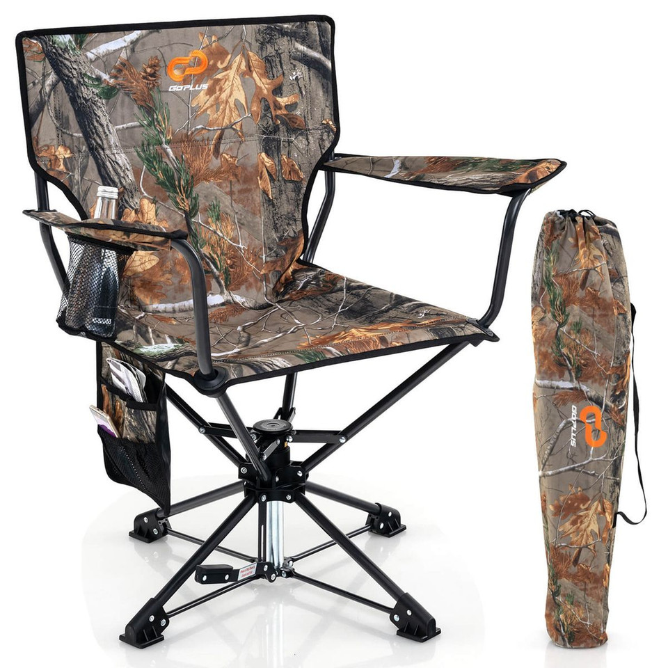 360° Swivel Hunting Chair with Mesh Cup Holder and Storage Pockets product image