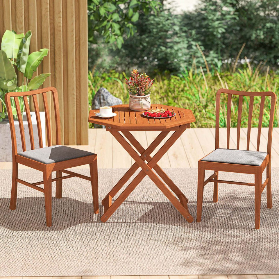 Outdoor Patio Folding Wood Dining Table for 4 with 2" Umbrella Hole product image