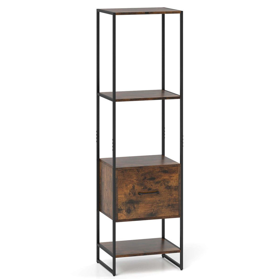 5-Tier Bookshelf with Open Shelves and Drawers product image