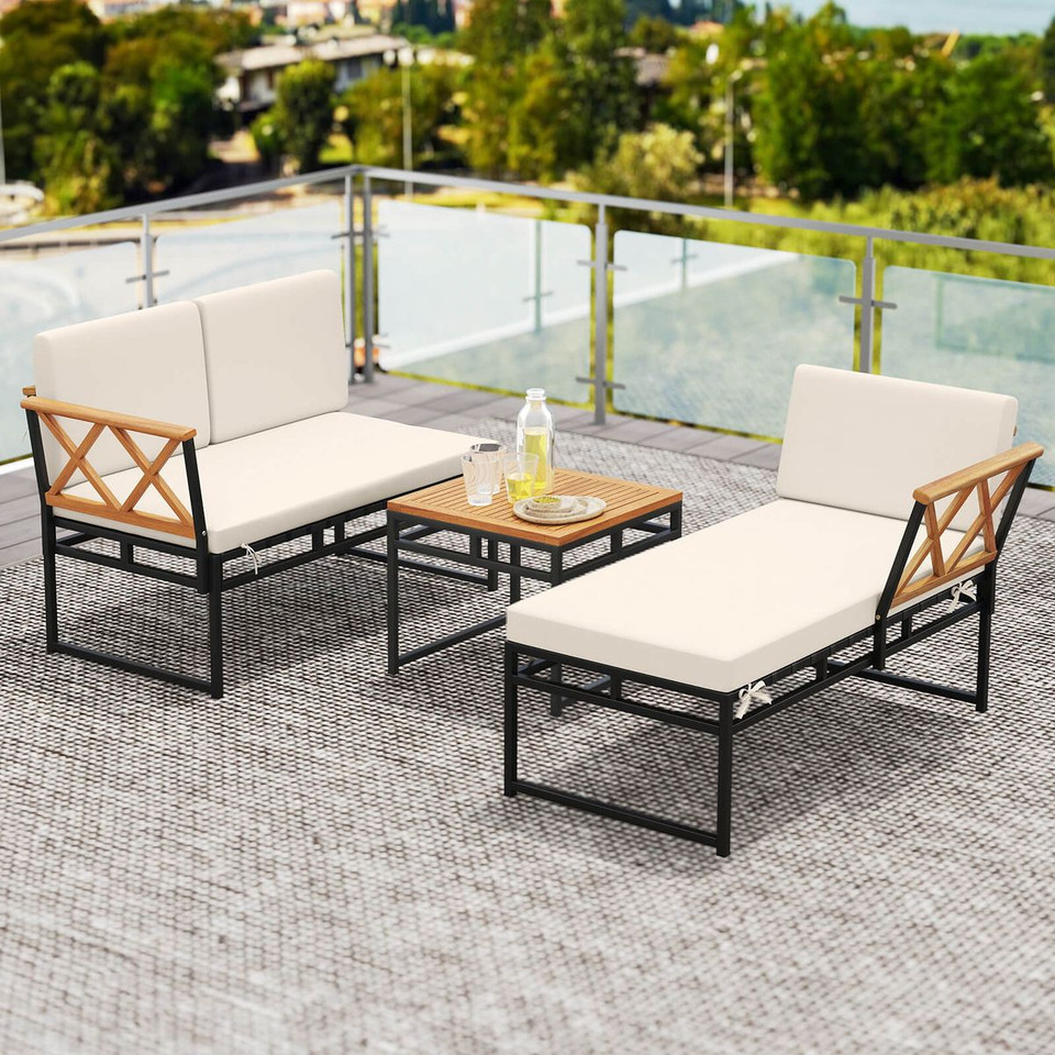 3-Piece L-Shaped Patio Furniture Set with Loveseat  product image
