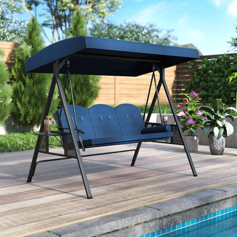 3-Seat Patio Swing with Adjustable Canopy product image