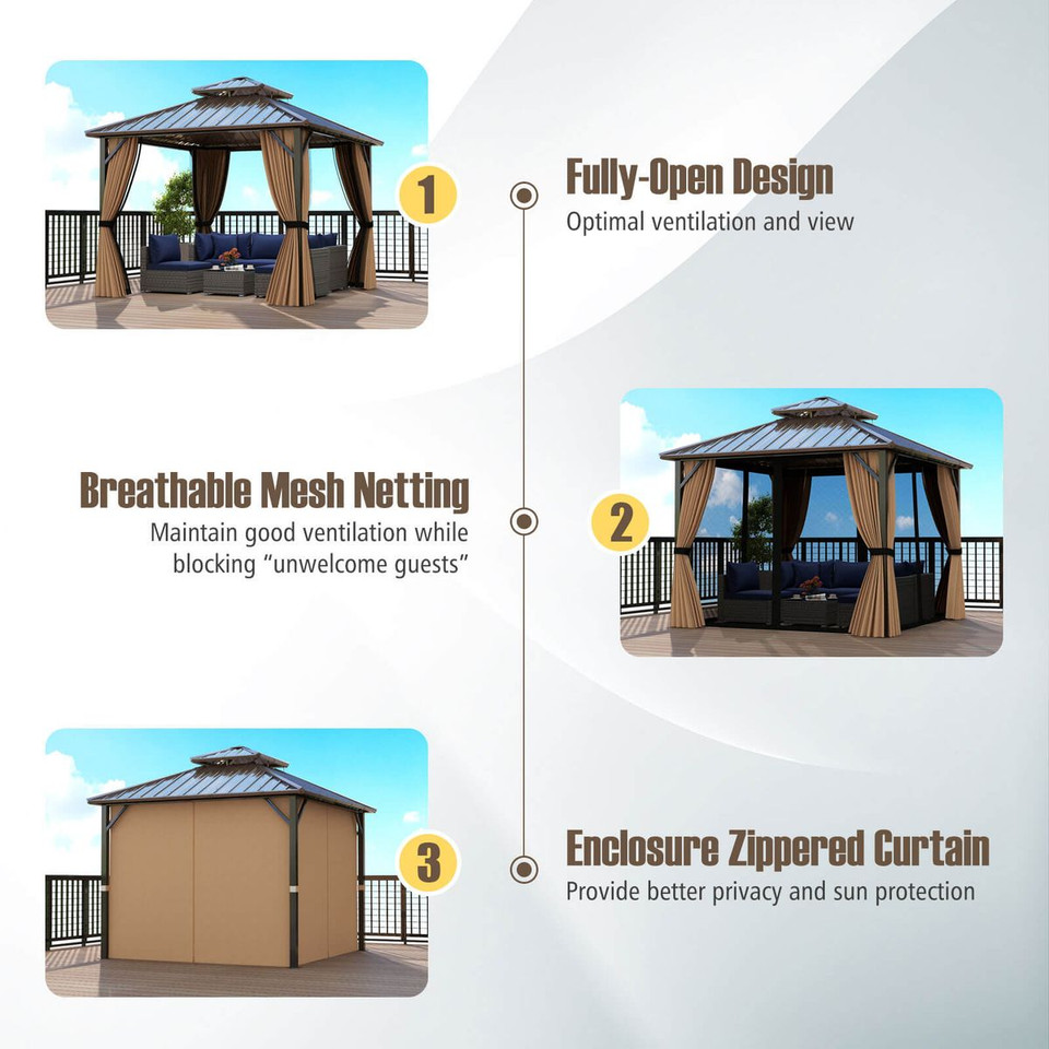 Hardtop Gazebo with Double Sidewalls product image