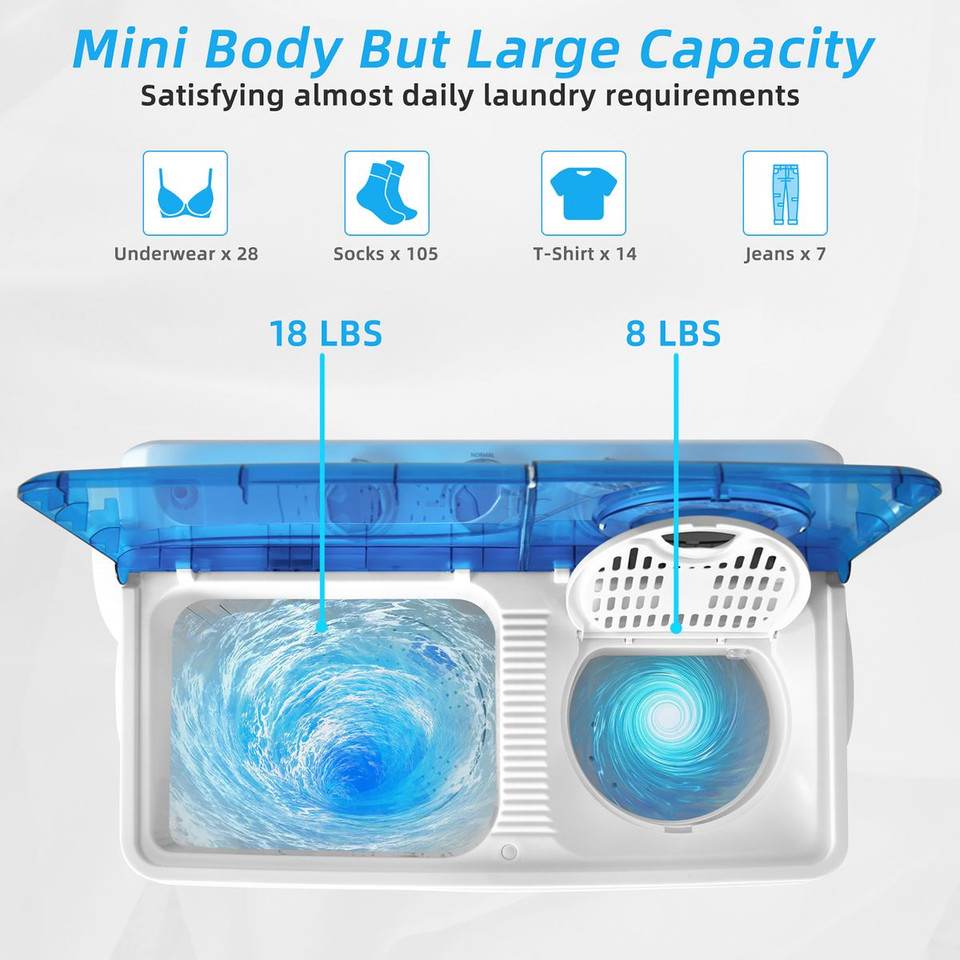 26lbs Portable Semi-Automatic Twin Tub Washing Machine product image