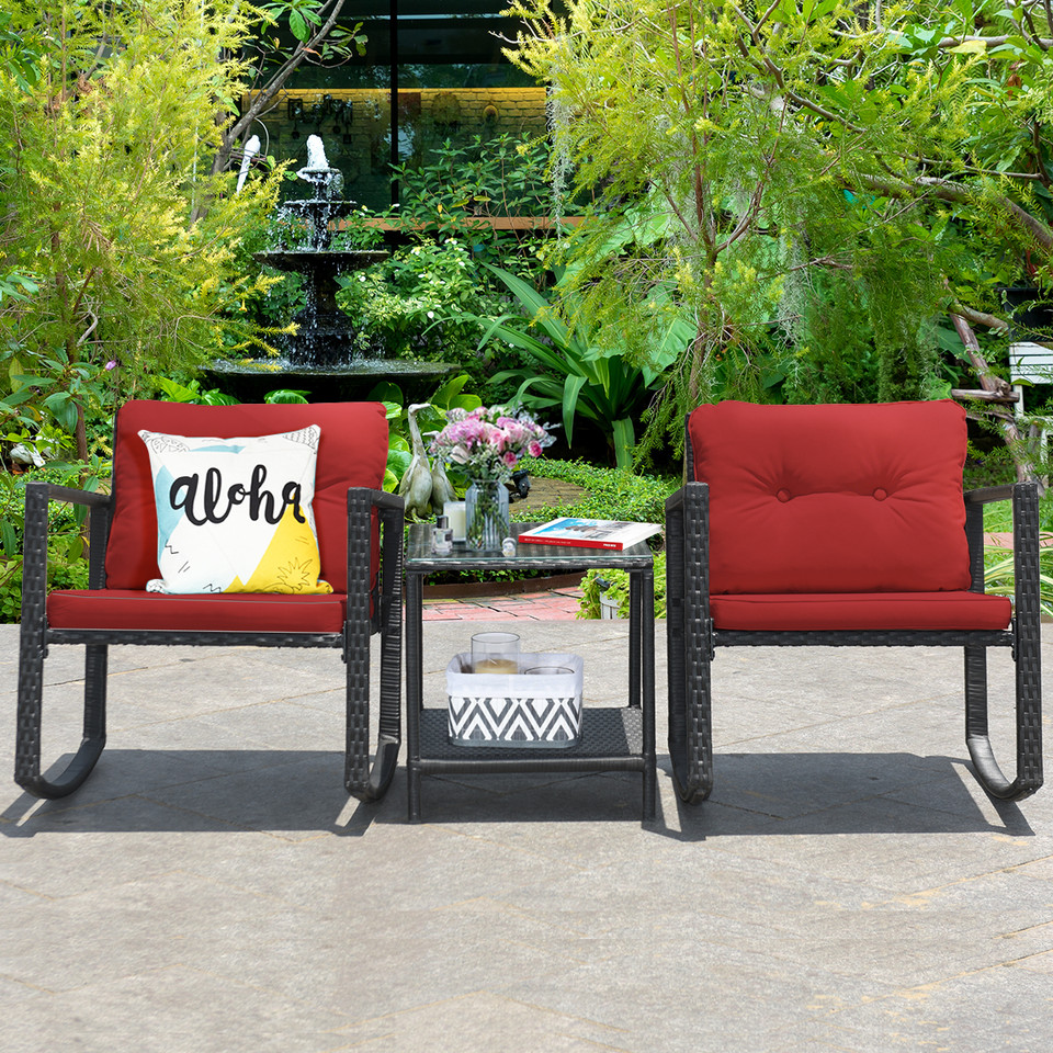 3-Piece Patio Rattan Rocking Chair Furniture Set product image