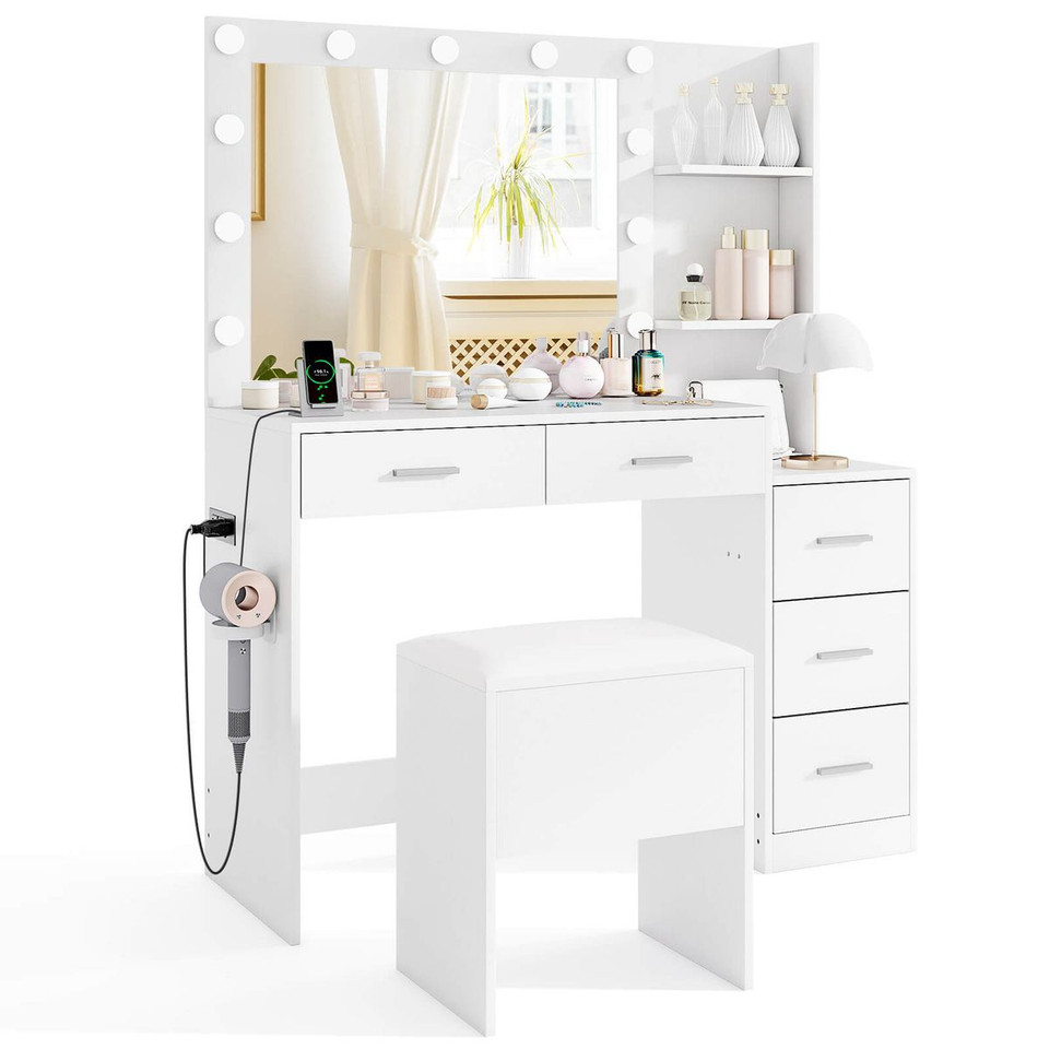 Vanity Desk with Mirror and Stool  product image