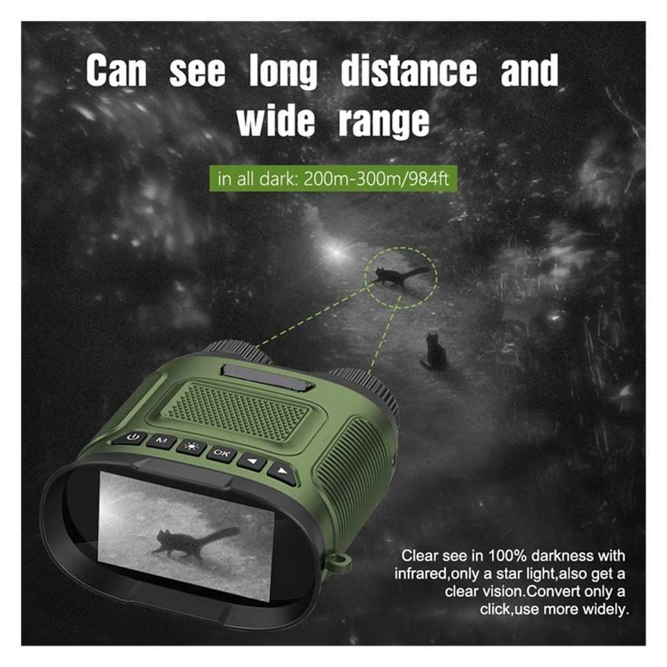 Night Vision Binoculars 8X Digital Zoom Powerful IR Illuminator 350m Range 2500mAh Lithium Battery for Outdoor Color Green product image