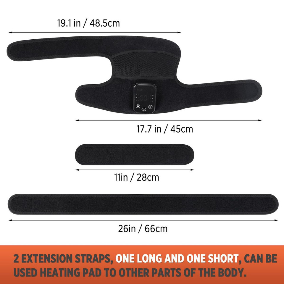 Cordless Knee Massager Heat Vibration Knee Heating Pad Electric Massage-Black 2 Pack product image