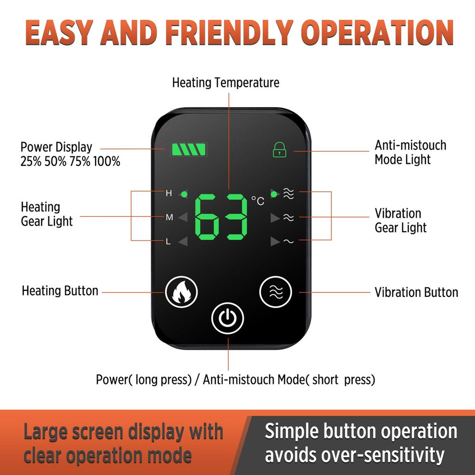Cordless Knee Massager Heat Vibration Knee Heating Pad Electric Massage-Black 2 Pack product image