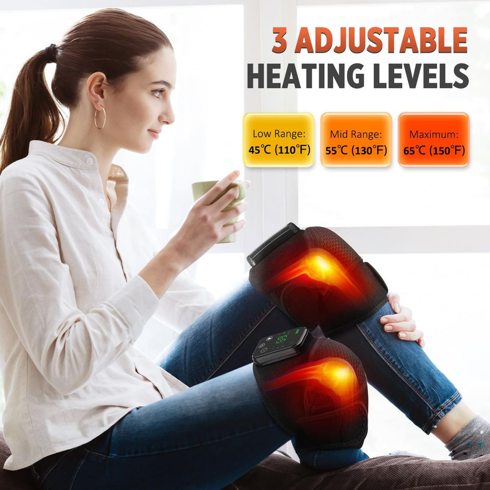 Cordless Knee Massager Heat Vibration Knee Heating Pad Electric Massage-Black 2 Pack product image