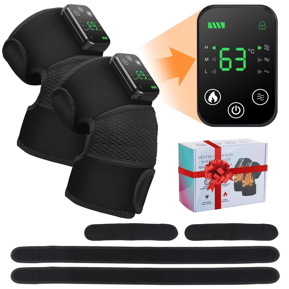 Cordless Knee Massager Heat Vibration Knee Heating Pad Electric Massage-Black 2 Pack product image