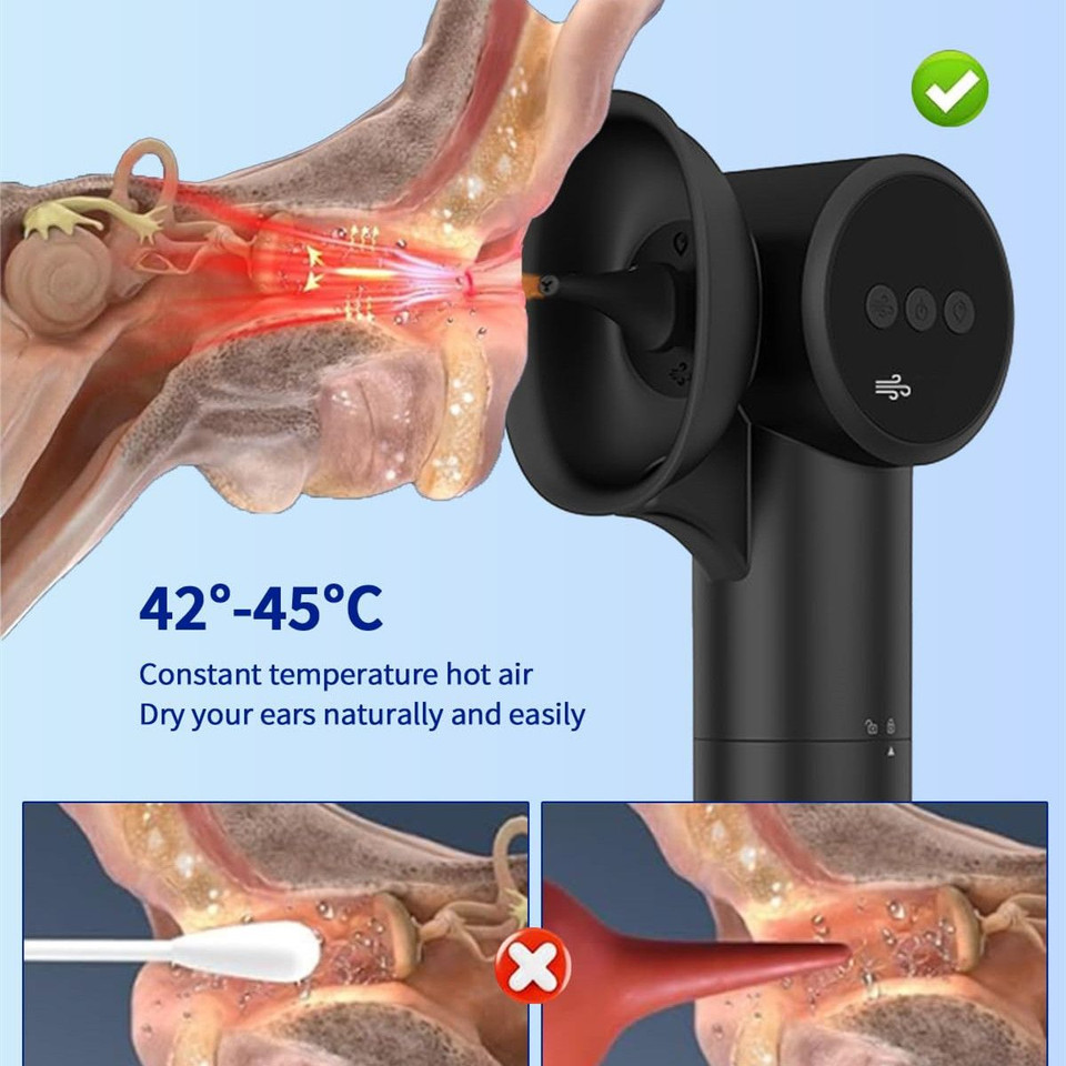 Ear Wax Removal Kit with Dual Water Tank Electric Ear Cleaner Tool with Ear Dryer Irrigation Flushing System 5 Modes,Black product image