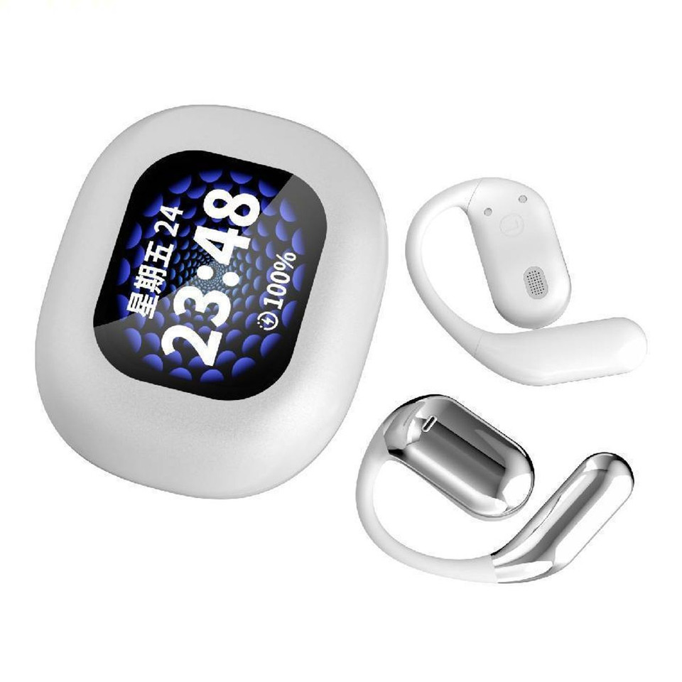 Bluetooth AI Translator Wireless Open Earphone 144 Language Real-Time Translate LED Full-Color Touch Screen Earphones Color Silver And White product image