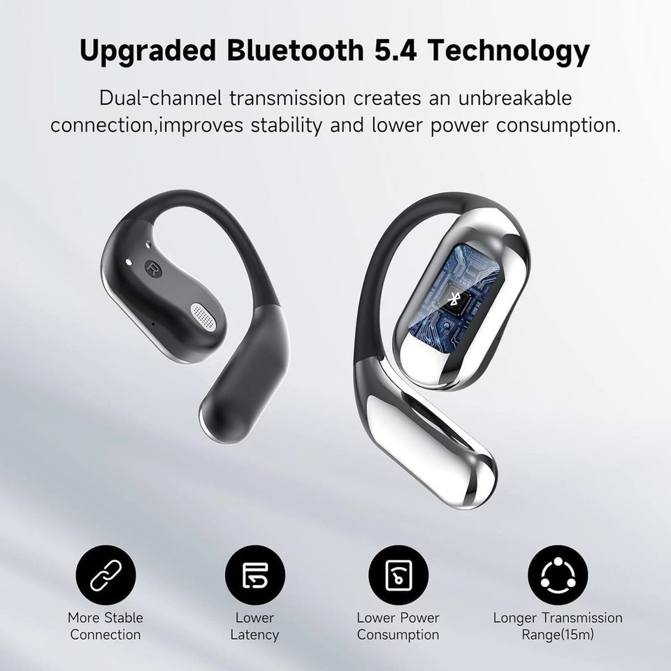 Bluetooth AI Translator Wireless Open Earphone 144 Language Real-Time Translate LED Full-Color Touch Screen Earphones Color Black product image