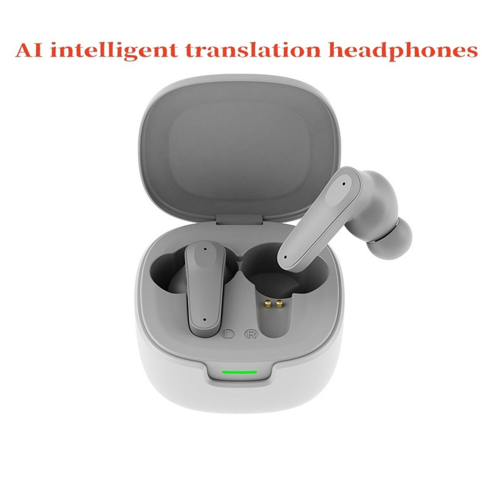 144 Language AI Translator Headphones Bluetooth 5.4 Simultaneous Interpretation Earphone Ai Voice Real Time Translator Earbuds Color Grey product image