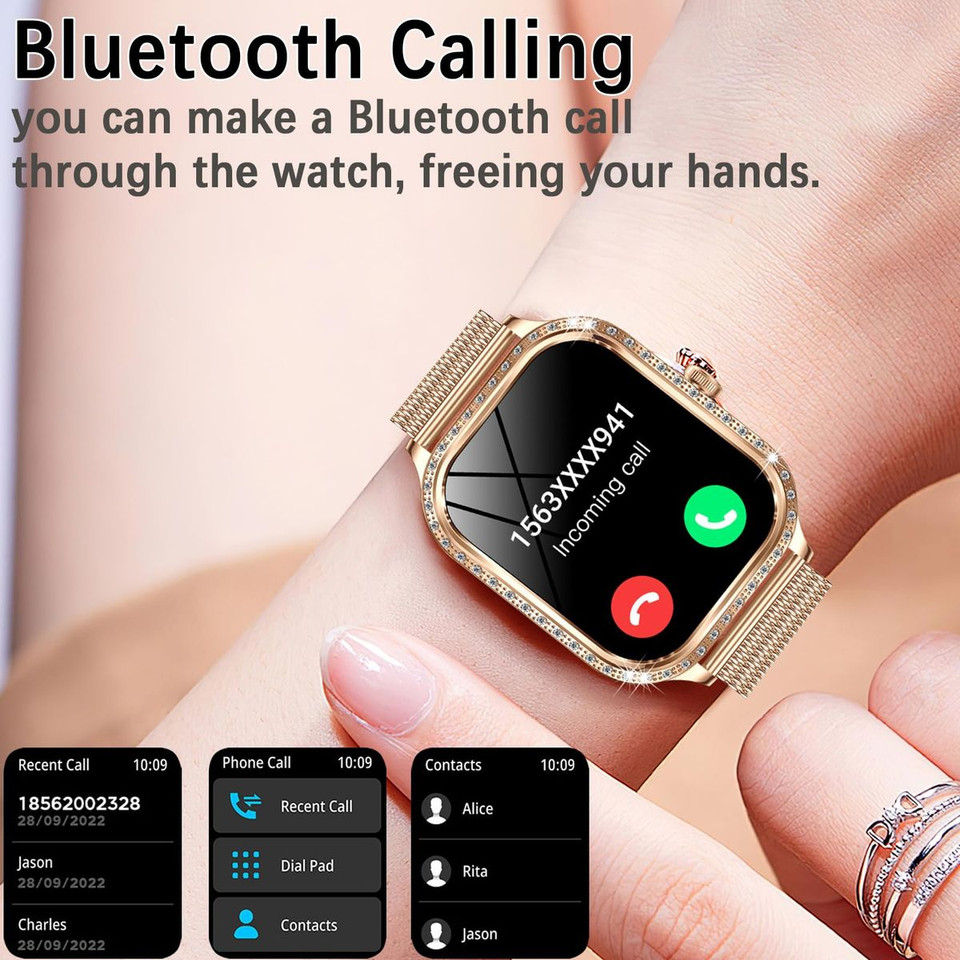 Smart Watch for Women,Android Smartwatch for Phones (Make Calls),1.75 Inch HD Fitness Tracker Watch with Sleep Monitor,110+ Sport Modes Fitness Watches product image