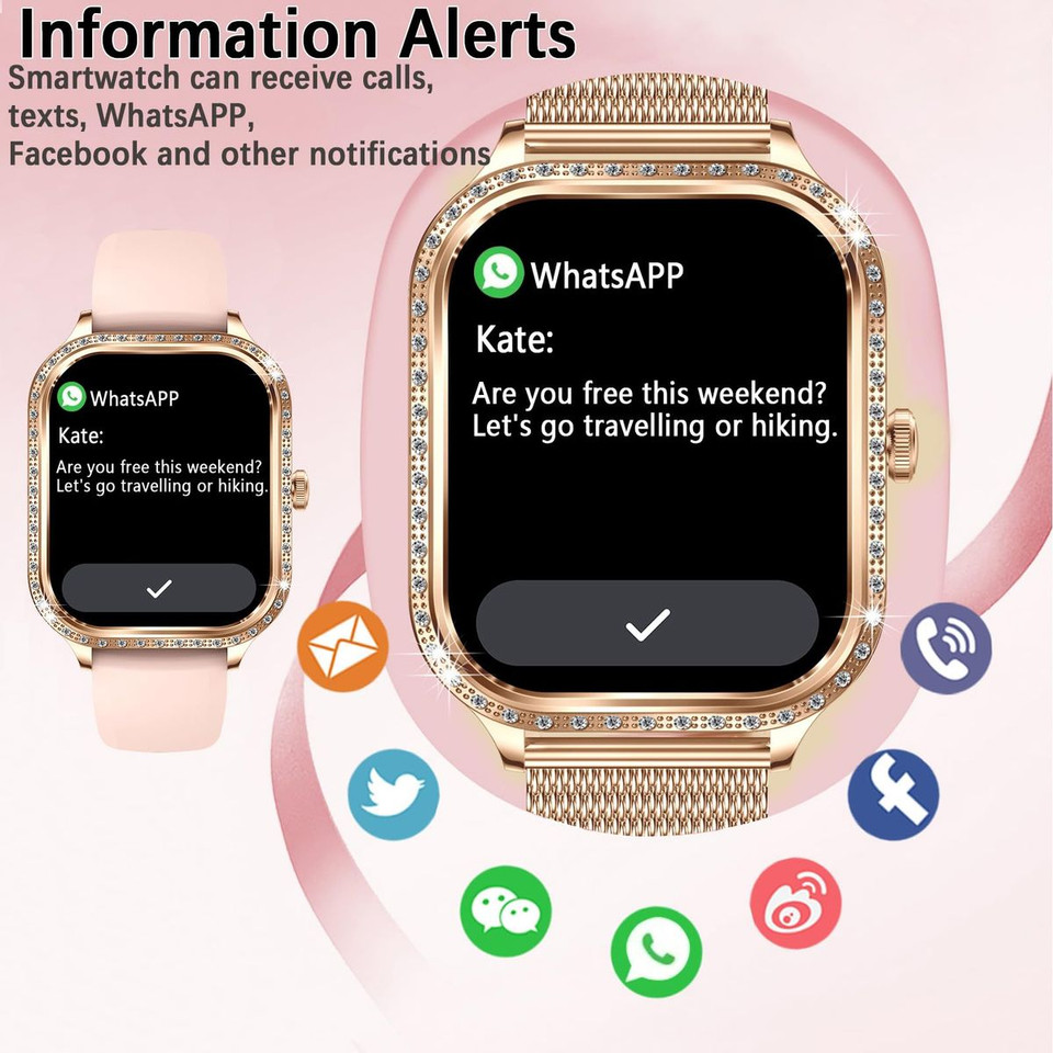 Smart Watch for Women,Android Smartwatch for Phones (Make Calls),1.75 Inch HD Fitness Tracker Watch with Sleep Monitor,110+ Sport Modes Fitness Watches product image