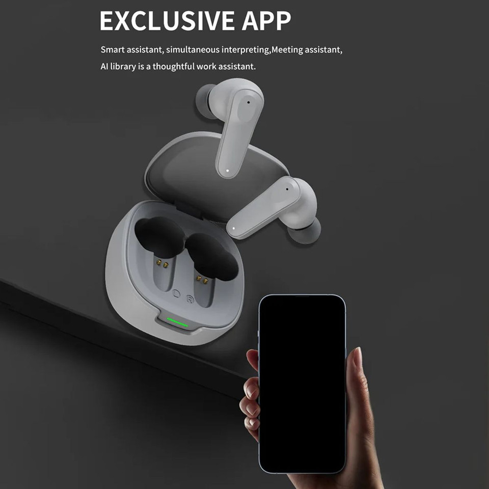 144 Language AI Translator Headphones Bluetooth 5.4 Simultaneous Interpretation Earphone Ai Voice Real Time Translator Earbuds Color Black product image