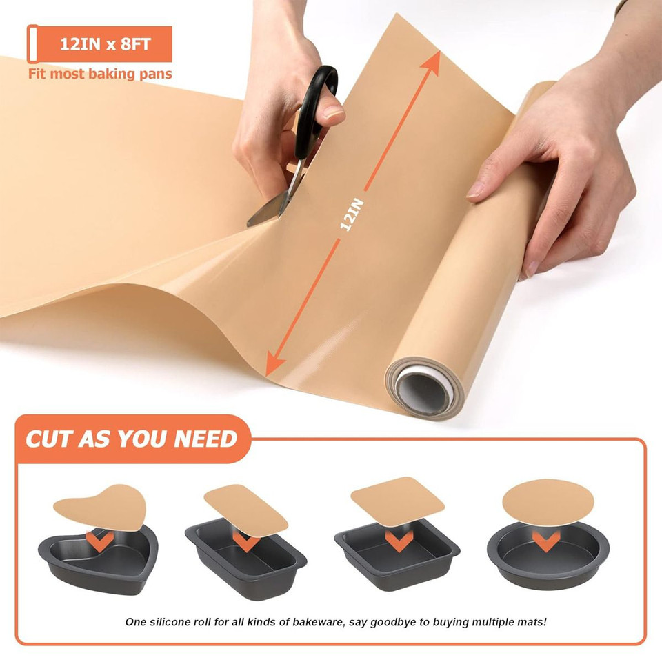 Non-Stick Silicone Baking Mat Roll Heat Resistant Pastry Dough Counter Protector 30×244cm With Non Slip Surface And Oven Safe Design product image