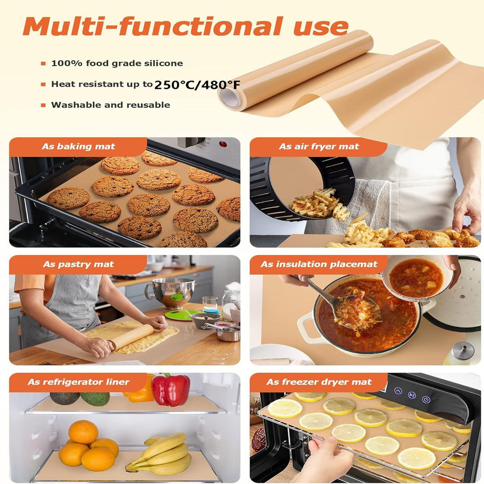 Non-Stick Silicone Baking Mat Roll Heat Resistant Pastry Dough Counter Protector 30×244cm With Non Slip Surface And Oven Safe Design product image