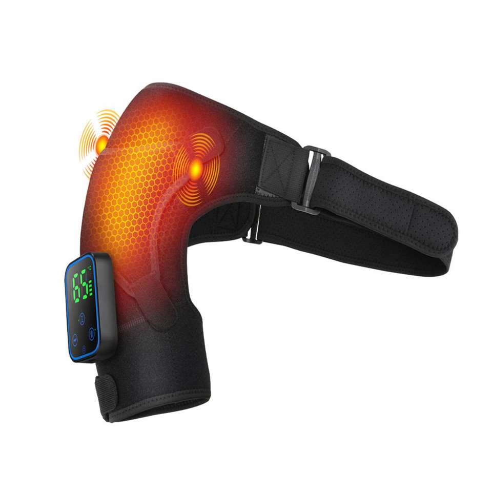 Electric Wireless Heating Vibration Shoulder Massager Brace Wrap with App Control,3 Levels Timer,LCD Display,Touch Detachable product image