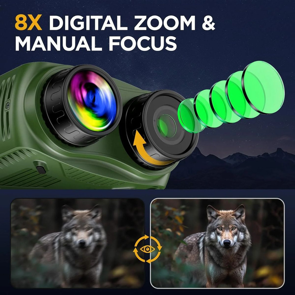 4K Night Vision Binoculars IR 8X Digital Zoom Rechargeable 3inch HD Screen 40MP Photos 4K Video Infrared Full Dark View Scope Color Black product image