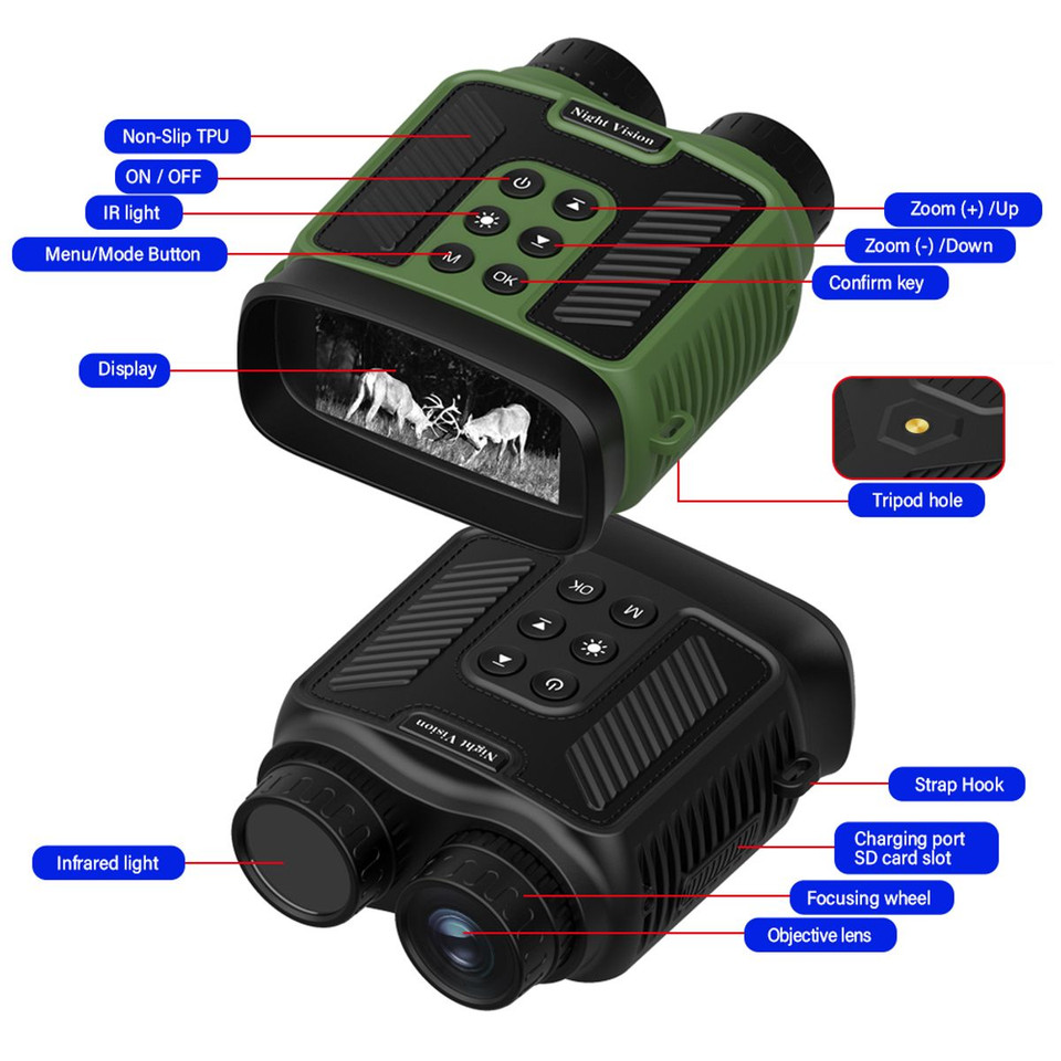 4K Night Vision Binoculars IR 8X Digital Zoom Rechargeable 3inch HD Screen 40MP Photos 4K Video Infrared Full Dark View Scope Color Black product image